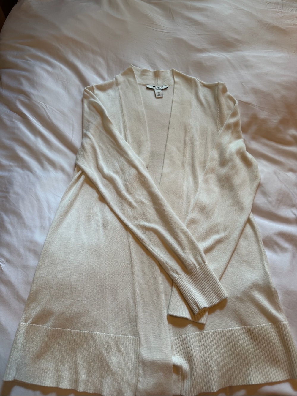 WHBM White House Black Market White Open Front Cardigan Sweater - Picture 2 of 10